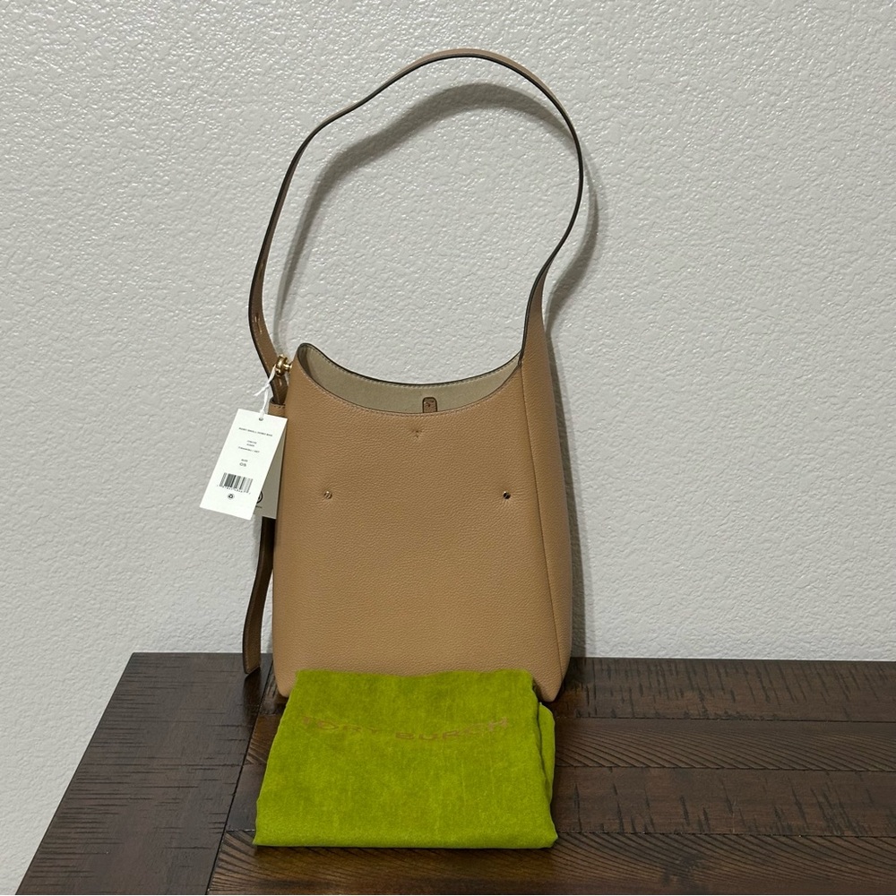Tory Burch SMALL ROMY LEATHER HOBO BAG, TIRAMISU, Women Handbag NWT - Picture 8 of 16